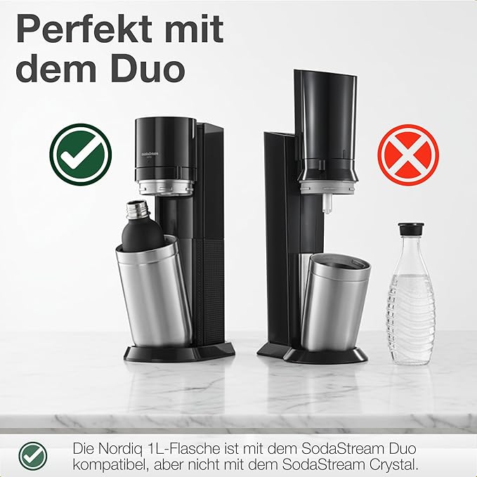 Stainless Steel Carbonating Bottle 33 oz | Compatible with Aarke Carbonator 3, Sodastream (Excl. model Aqua Fizz + Jet) and many others| Dishwasher Safe, No Expiration Date, BPA-Free