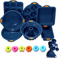 To encounter 31 Pieces Silicone Baking Pans Set, Nonstick Bakeware Sets, Non-Stick Silicone Molds, with Metal Reinforced Frame More Strength, Navy Blue