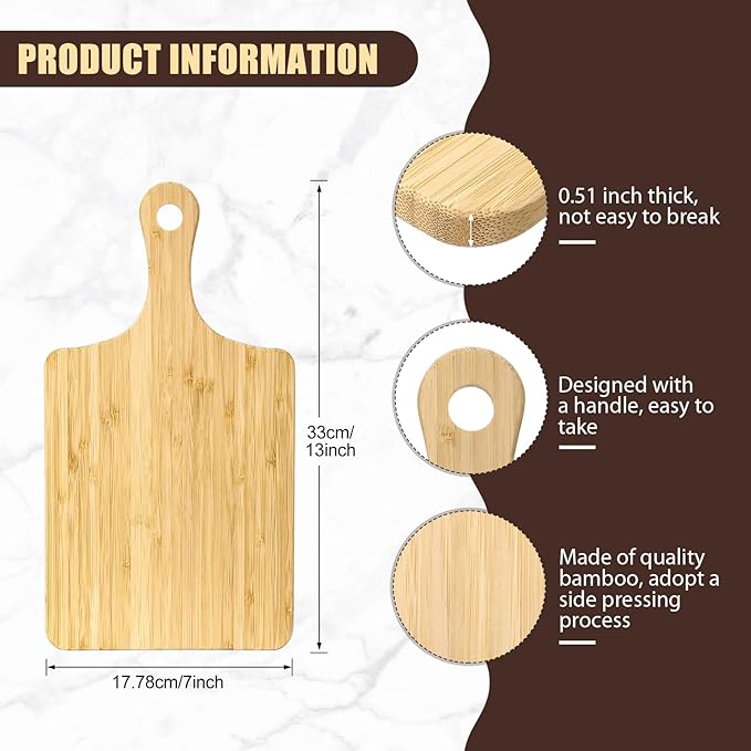 Lounsweer 6 Pcs Thicken Cutting Board Bulk Wood Board for Chopping Serving Charcuterie Material for Laser Engraving Mother' Day Wedding Housewarming Gift