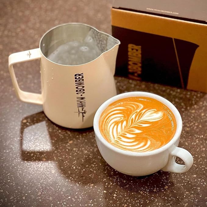 MHW-3BOMBER Milk Frothing Pitcher 600ml/20oz Espresso Steaming Pitcher Stainless Steel Frothing Cup Capuccino Latte Art Pitcher, Green P5030-OS