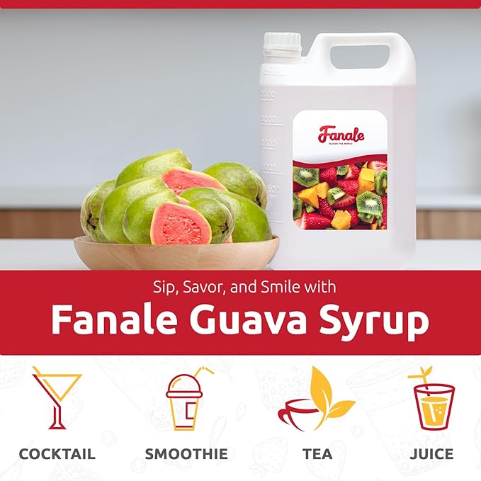 Fanale Premium Flavoring Concentrated Syrup for Bubble Tea 11 lb | Guava Flavor Syrup | for Boba Tea, Smoothies, Slushes, Desserts | 11lb | SRP210