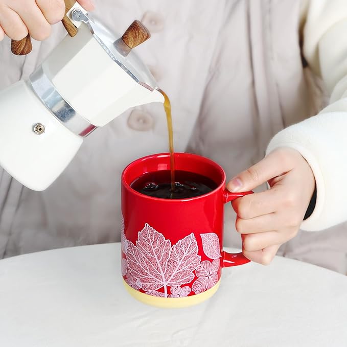 17 oz Large Coffee Mug with Handle Tea Cup Novelty Coffee Cup for Men Women Office Work.Microwave and Dishwasher Safe, Red