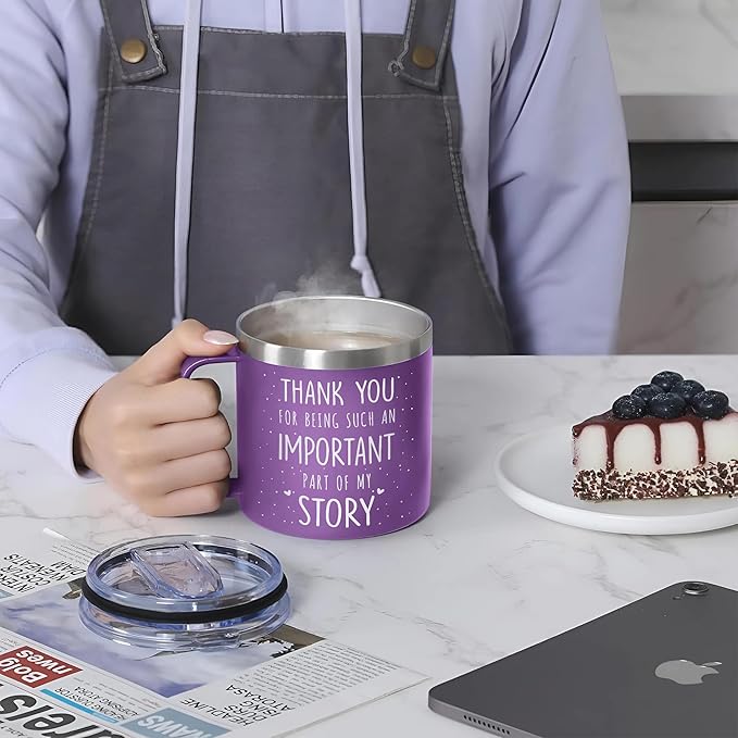 Gossby Thank You Gift for Women - 14oz Insulated Coffee Tumbler Mug - Thank You for Being An Important Part - Appreciation, Birthday Gift for Teacher, Coworker, Friend - Travel Cup with Lid, Straw