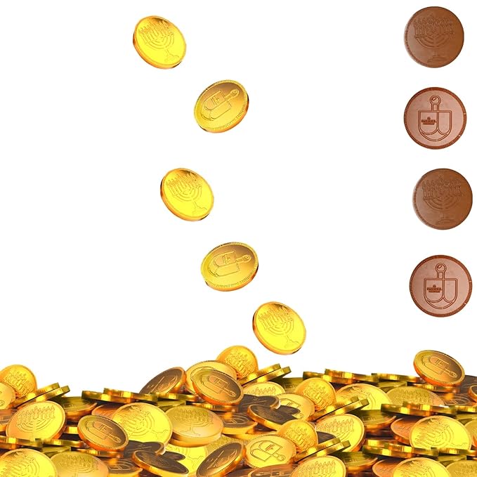 The Dreidel Company Chocolate Candy Milk Chocolate Coins, Gold Hanukkah Gelt, Made with Belgian Chocolate (25 Coins)