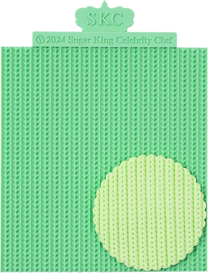 KALAIEN Sweater Texture Fondant Impression Mats Knit Fondant Embosser Texture Mats for Clay Cake Decorating Fondant Molds 1Pcs(Style 1)