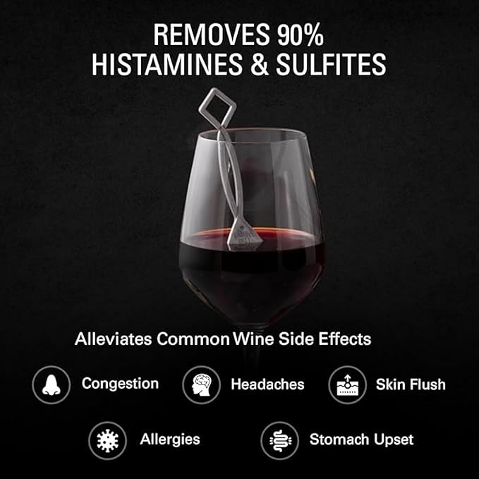 PureWine Wine Wands Purifier, 72 Filters - Reduces Histamines & Sulfites, Alleviates Allergies & Sensitivities - Restores Taste, Perfect Pour, Gifting, Holiday