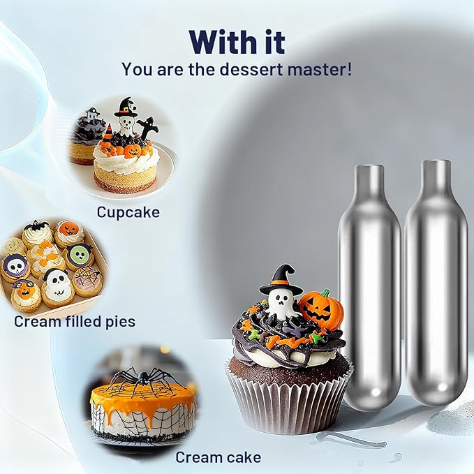 Whipped Cream Chargers - 8g Whip Cream Charger Cylinder Food Grade Original Flavor With Long Shelf Life, Perfect for Desserts, Cake, Beverages and Gourmet Dishess