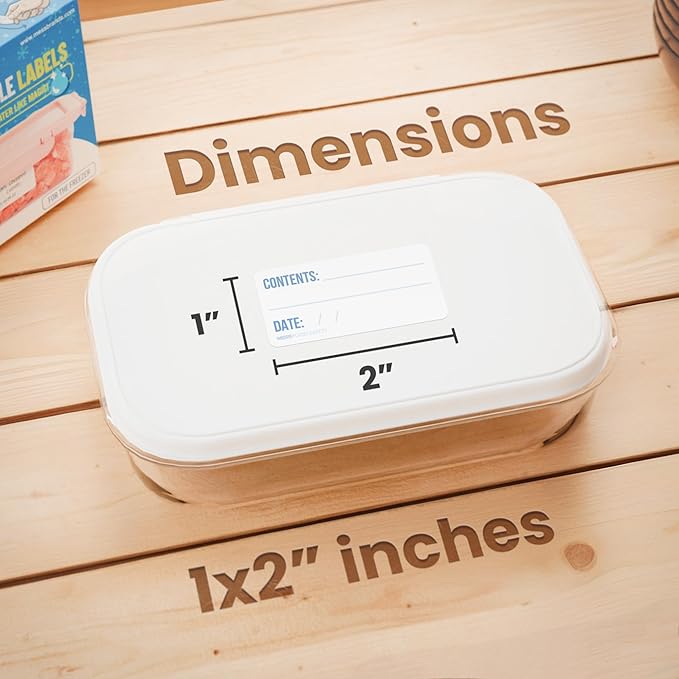 MESS Dissolvable Freezer Labels – 500-Pack – Removable Labels for Containers, Blank Food Storage Stickers, 1x2 in, Bottles, Jars & Freezer Use
