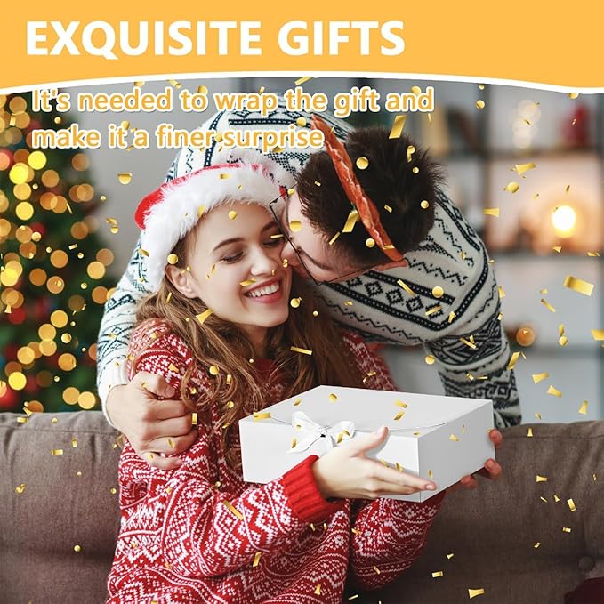 15Pack Gift Boxes with Lids, 10.6x7.8x3.1 Inches Bridesmaid Proposal Boxes with Ribbon, White Gift Boxes for Presents,Kraft Paper Boxes for Wedding Christmas Birthday Baby Shower Party