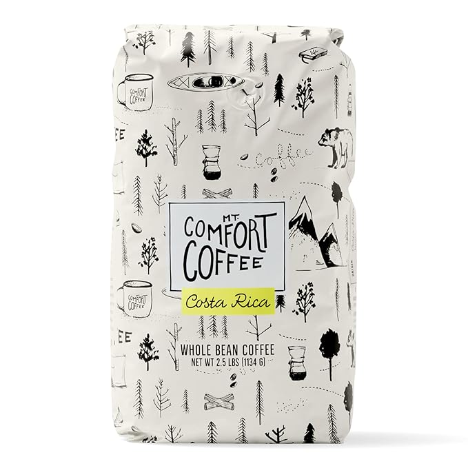 Mt. Comfort Coffee Costa Rica Medium Roast, 2.5lb - Sourced From Local, Costa Rican Coffee Farms - Roasted Whole Bean