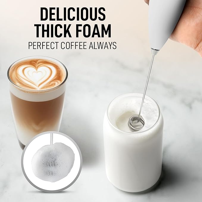 Zulay Kitchen Whisk Milk Frother with 4 Duracell Batteries - Powerful Handheld Foam Maker for Coffee, Lattes, Matcha, Hot Chocolate & Cappuccinos - Whip Creamy Froth in Seconds