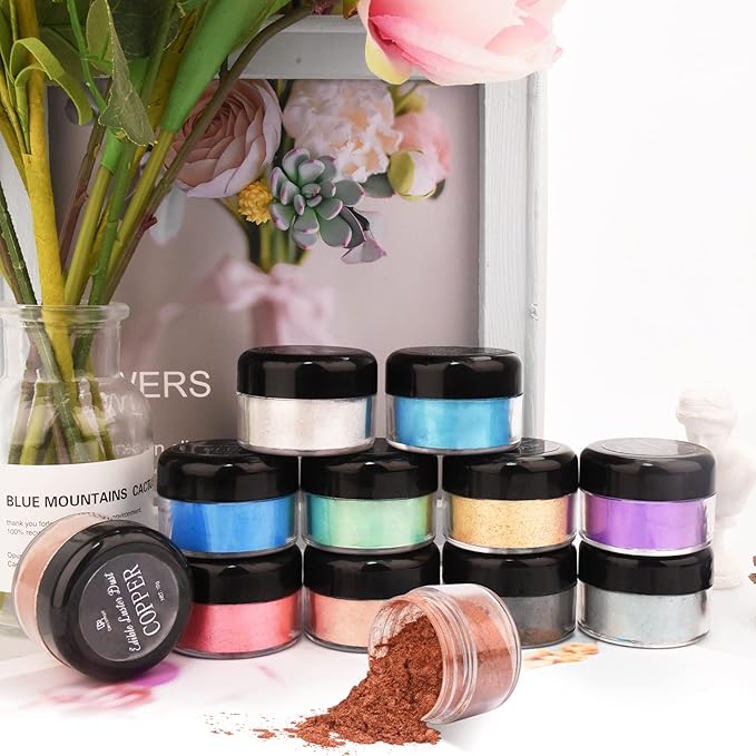 Edible Glitter - 10g Luster Dust Edible Food Grade Coloring Glitter for Cake Decorating, Baking, Drinks - Shimmer Dust Powder, Metallic Color Dusting Powder for Icing, Fondant, Candy, Cookie (Blue)