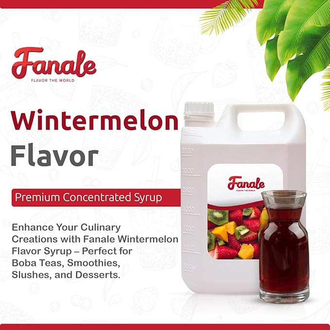 Fanale Premium Flavoring Concentrated Syrup for Bubble Tea 11 lb | Winter Melon Flavor Syrup | for Boba Tea, Smoothies, Slushes, Desserts | 11lb | Pack of 4 | SRP250-CS