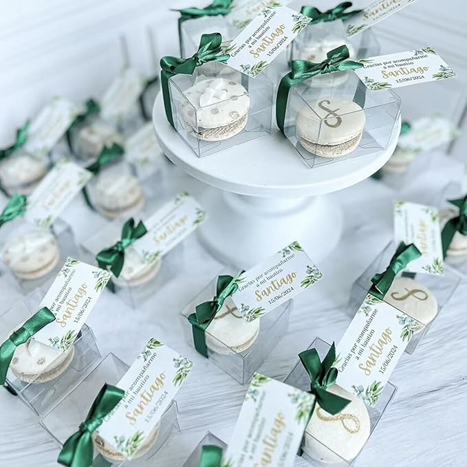 50 Pack Small Clear Boxes Single Chocolate Covered Ore Boxes Macaron Boxes Party Favor Box for Candy Christmas Birthday Wedding (2.17"×2.17"×1.39")