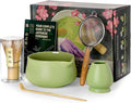 Nucookery Matcha Set - 6 PCS Matcha Whisk Set, 18OZ Matcha Bowl (Chawan) with Spout, Matcha Whisk (Chasen) and Holder, Bamboo Matcha Scoop and Sifter, Matcha Kit/Tools/Accessories for Tea Ceremony