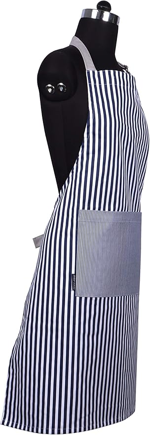 AMOUR INFINI Cotton Aprons for Women with Pockets Adjustable Strap and Waist Ties Washable Printed Aprons for Baking, Cooking, Gardening (Pack of 2- Blue & Rust)