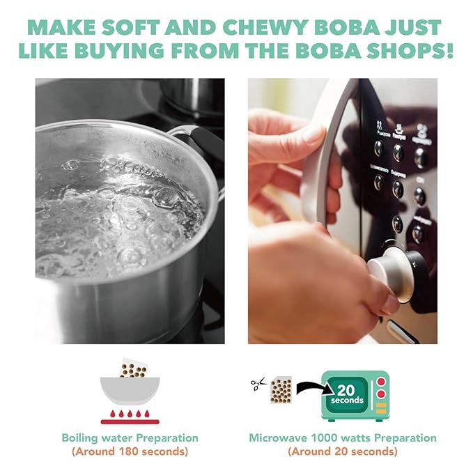 J WAY Instant Boba Bubble Pearl Milk Tea Kit with Authentic Brown Sugar Tapioca Boba, Ready in Under One Minute, Paper Straws Included - 3 Servings