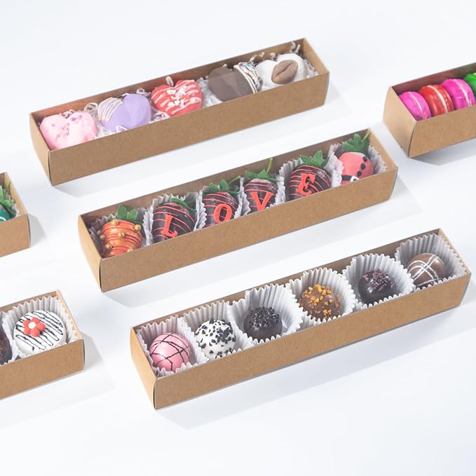 20Pack 12x2¼x2 Inch Bakery Boxes for Chocolate Covered Strawberry,Macaron,Truffle, Cocoa Bombs, Cookie,Soap Boxes