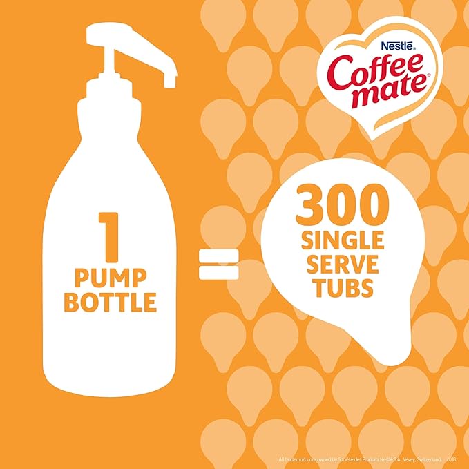 Nestle Coffee mate Coffee Creamer, Caramel, Liquid Concentrate Pump Bottle, Non Dairy, No Refrigeration, 50.7 fl oz (Pack of 2)