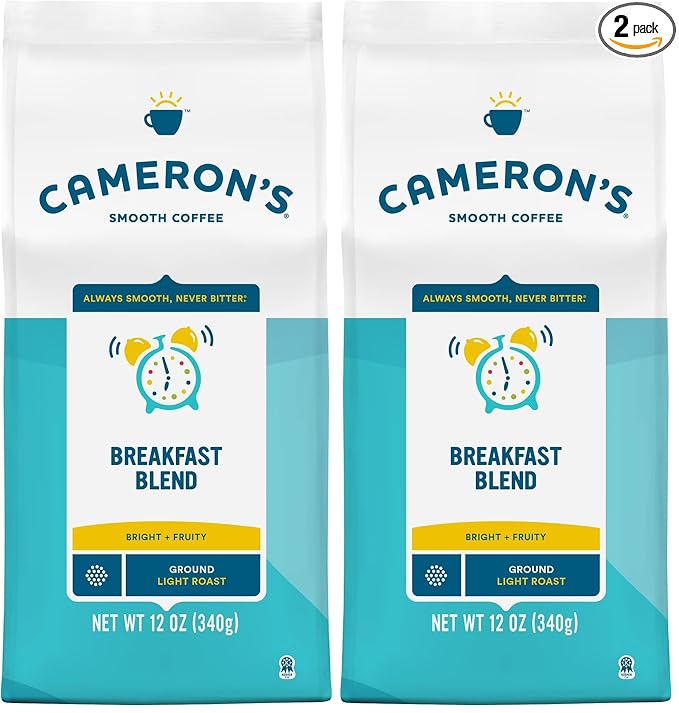 Cameron's Coffee Roasted Ground Coffee Bag, Breakfast Blend, 12 Ounce (Pack of 2)