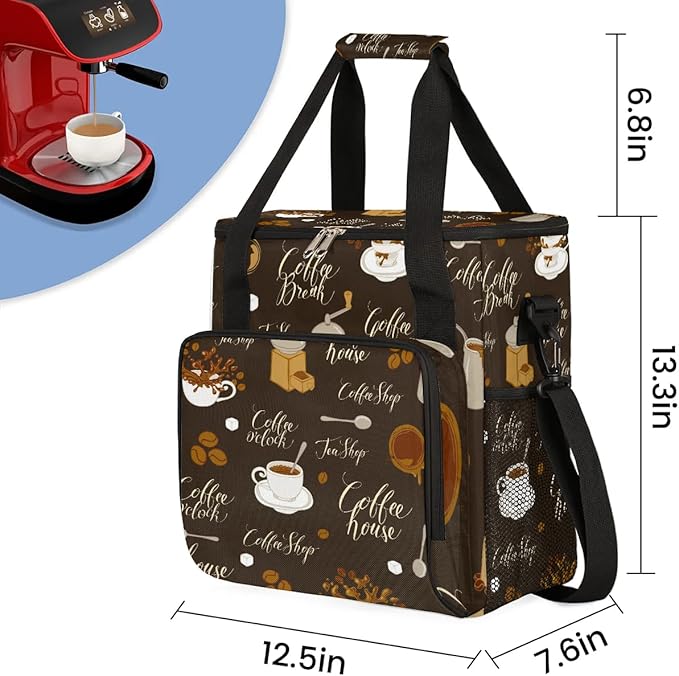 coffee sugar coffee beans Coffee Maker Carring Bag Travel Carrying Storage Tote Bag Compatible with Keurig K-Mini or K-Mini Plus Portable Single Serve Coffee Brewer Case with Pockets for K-cup Pods