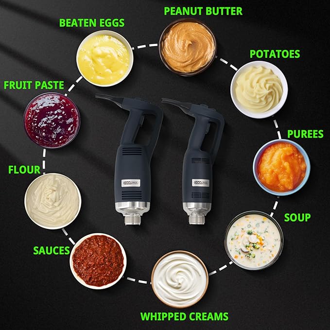 Commercial Immersion Blender, X-Heavy Huty 750W Handheld Blender, 18 Inch Detachable Shaft, 8,000-19,000 RPM Variable Speed, 42 Gallons Multifunction Pro Electric Stick Emulsifier.