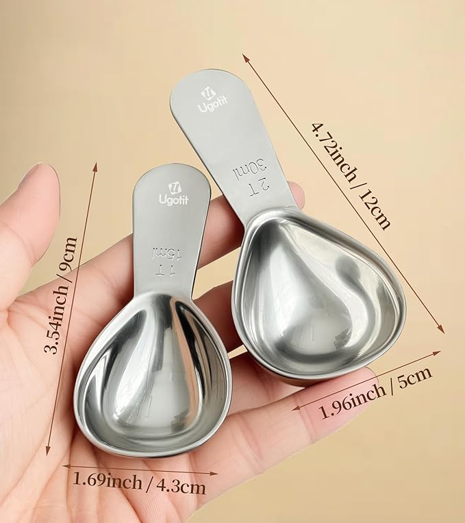 Coffee Scoop for Ground Coffee, 2 Tablespoon 304 Stainless Steel Coffee Measuring Scoop Heavy-Duty, Short Handle for Canisters, Espresso & Baking
