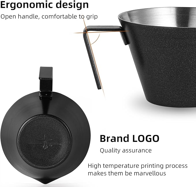 MHW-3BOMBER Espresso Measuring Cup 2 Pack Double Shot Espresso Cups Stainless Steel Coffee Bean Dosing Cup Espresso Machine Accessories (Matte Black) G6197B-OS