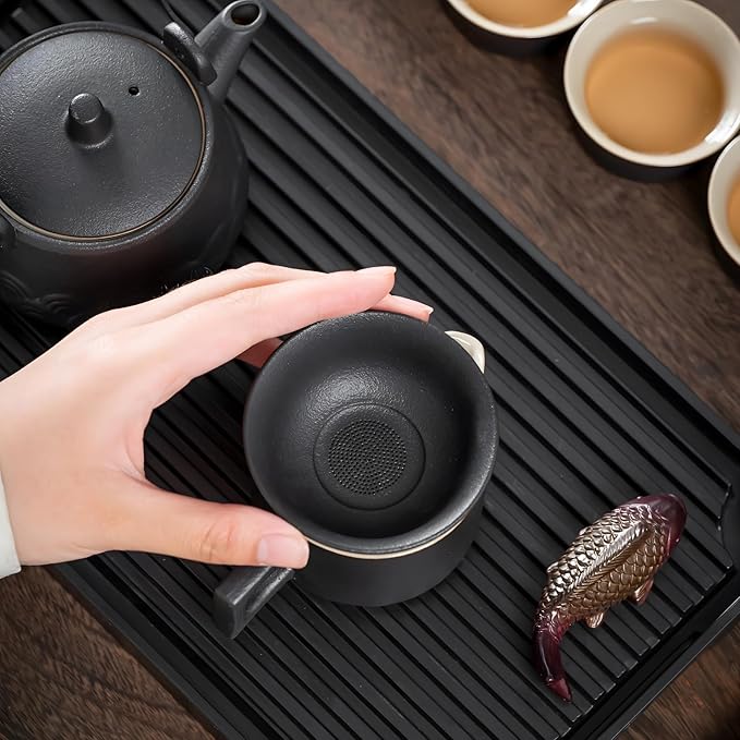 ICHAG Japanese Tea Set, Chinese Tea Sets for Adults, 15-Piece Porcelain Gongfu Tea Set with Tea Pet & Tea Tray, Japanese Teapot Set, Travel Tea Party Set, for Home/Office/Outdoor/Gifts