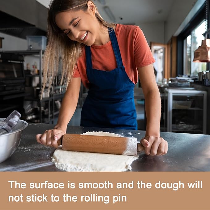 HARFINGTON Silicone Rolling Pin 10" Silicone Surface Non-Stick Stainless Steel Inner Core Dough Roller Kitchen Roller for Baking Pastry Pizza Fondant Bread, Blue