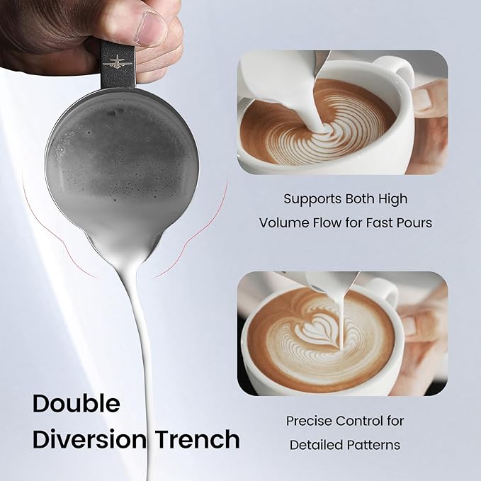 MHW-3BOMBER Milk Frothing Pitcher 16.9oz/500ml Latte Art Pitcher, Espresso Steaming Pitcher with Round Spout, Red P6741R