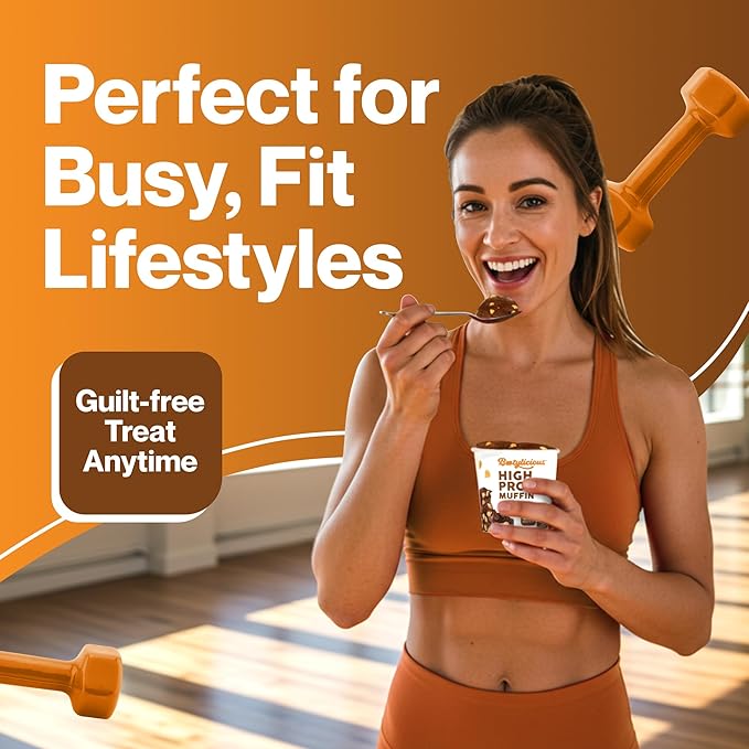 Bootylicious | High-Protein Muffin | 25g Protein, 7g Net Carbs, 2.32-2.75oz Cup, 12-Pack (Chocolate Peanut Butter)