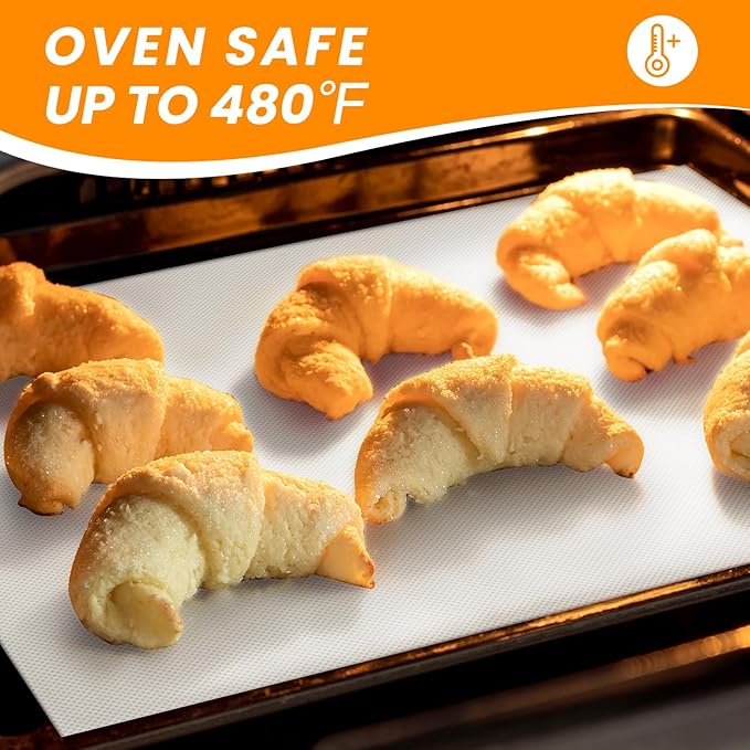 Silicone Baking Mat Roll -Non-Stick Dough Rolling Mat, Food Grade Pastry Baking Mat, Non-slip Silicone Kitchen Counter Mat, Reusable Air Fryer Mat, Washable Oil-Proof Refrigerator Liners