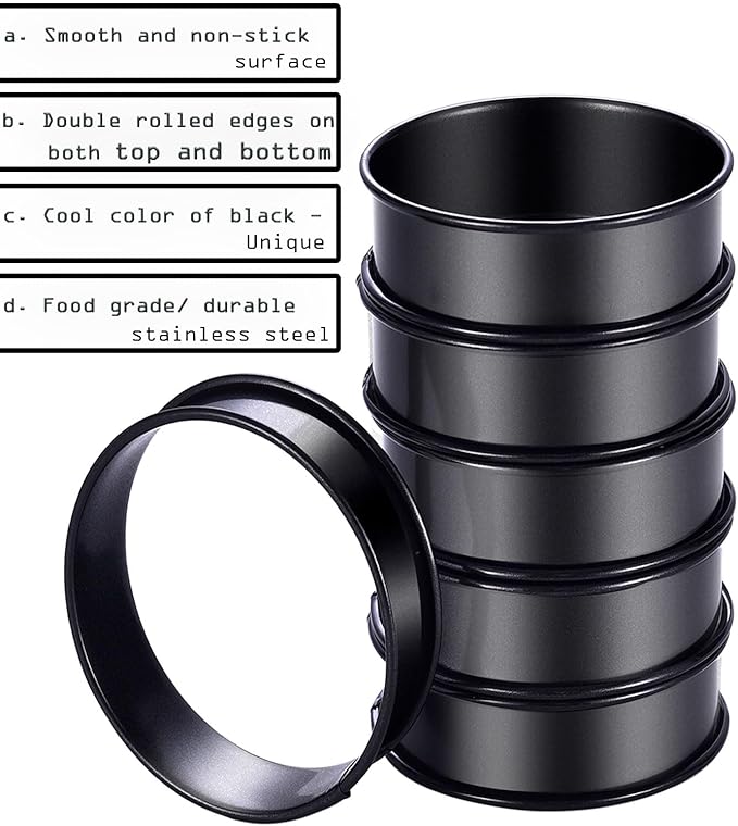 DATANYA 12Packs Crumpet Rings NONSTICK English Muffin Rings 3.15 Inch Stainless Steel Double Rolled Tart Ring Upgraded Round Metal Baking Cooking Pastry Ring Molds for muffins, pancakes