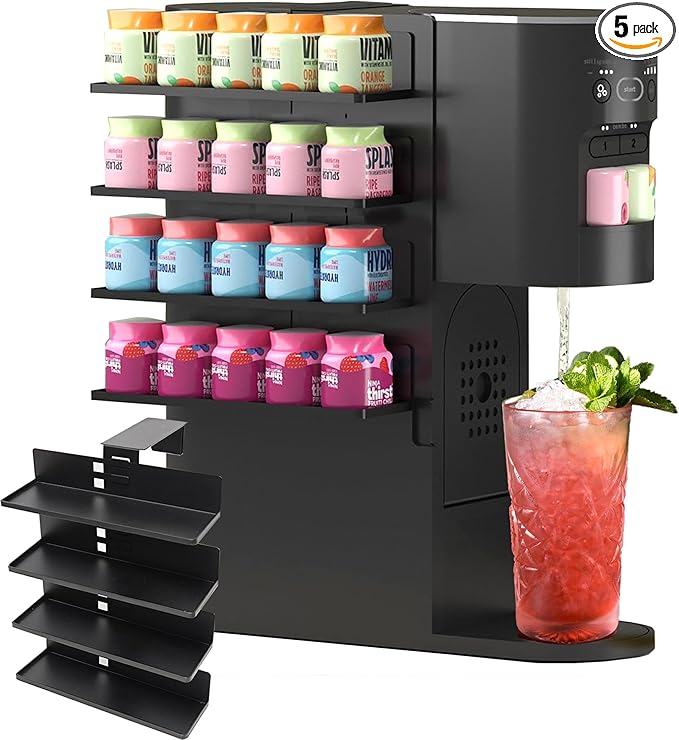 Flavor Pods Storage Holder for Ninja Thirsti Soda Machine, 4-Tier Organizer for Ninja Thirsty Flavor Pods, Hold 20 Flavor Water Drops, Space-saving & Easy to Access, Soda Maker Accessories