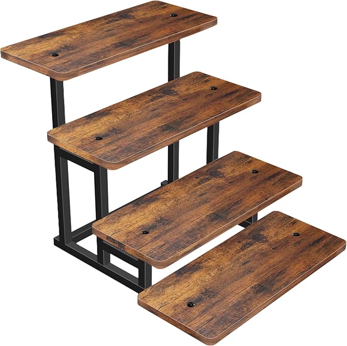 Cupcake Stand for 50 Cupcakes, 4 Tier Wooden Risers Display Stands Stepped Dessert Table Display Set with Metal Frame Tiered Tray Stand Serving Trays for Party Farmers Market Display
