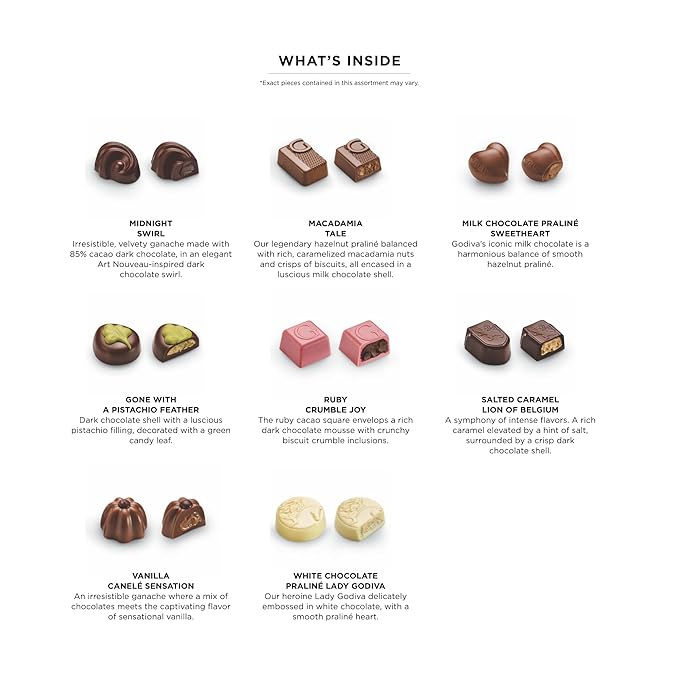 Godiva Red Bow Gold Assorted Chocolate Gift Box, Belgian Dark and Milk Chocolates with Pralinés, Ganaches & Caramels, Gourmet Holiday Gift, Non-GMO & Kosher, 8 Pc