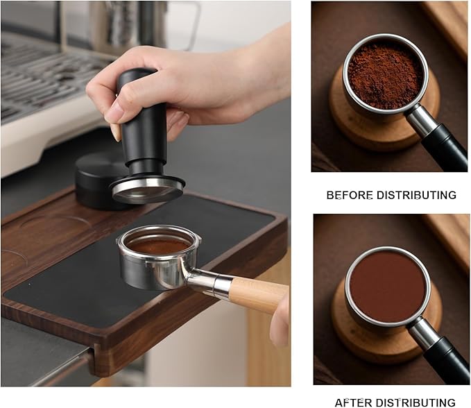 TFSWUFI 53mm Espresso Tamper,Spring Loaded Tamper with Stainless Steel Ripple Base,Compatible with 53mm Portafilter,Coffee Tamper for Coffees Enthusiast and Home Barista