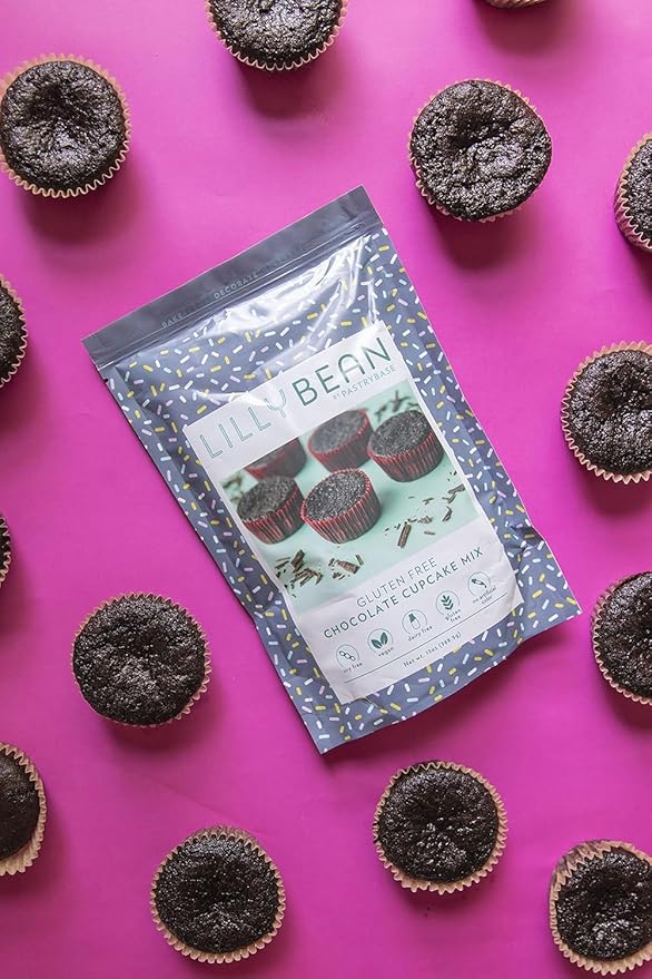 LillyBean Gluten Free Chocolate Cupcake Mix with No Artificial Colors - Dairy and Soy Free, Vegan - Makes Delicious Desserts - Cakes, Donuts, Cake Pops - 13 oz