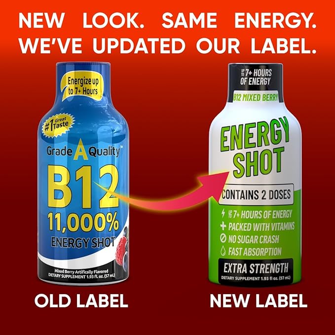 B12 Mixed Berry Extra Strength Energy Shot 48 pk – 260mg Natural Caffeine B12 B6 – Energy & Vitality Support – 2 Servings Sugar Free Zero Calorie Green Tea B-Vitamins Electrolytes Vegan – 1.93 fl oz