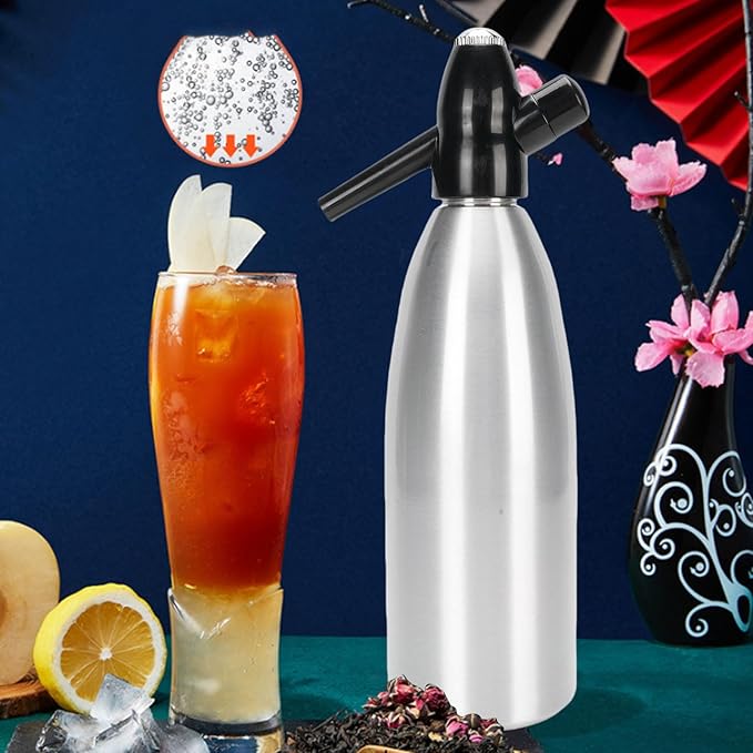 MAVIS LAVEN Portable Soda Maker, 1L Sparkling Water Machine Carbonated Drink Maker for Home Bar Outdoor with Aluminum Soda Siphon Easy to Carry