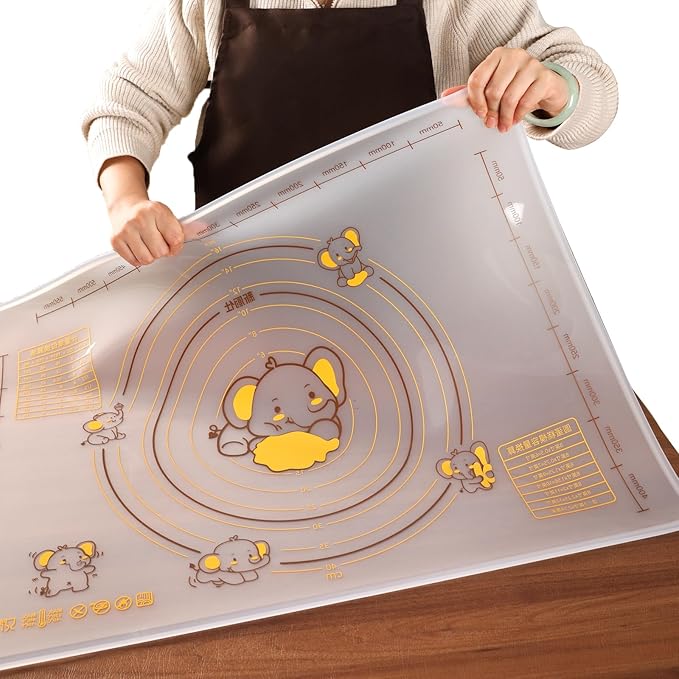 Dough Mat for Counter, 27.6x19.7 Inch Large Silicone Baking Pastry Mats for Rolling Dough, Thickened Non-Slip Non-Stick Heat Resistant Fondant Pizza Cookies Mat, with Measurements