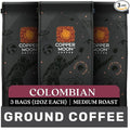 Copper Moon Ground Coffee, Medium Roast, Colombian Blend Decaf 3 Bags 12 oz. Each