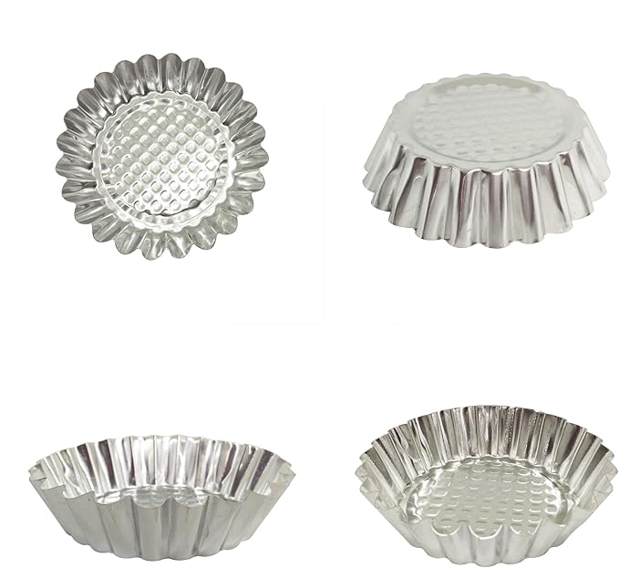 MYStar Set of 20, 3-3/4" Fluted Design Round Shape Non-stick Aluminum Tart Mold, Mini Pie Tin, Tartlet Pan