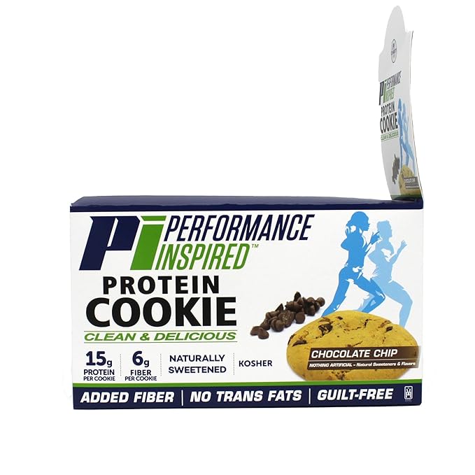 Performance Inspired Nutrition Protein Cookie - Contains: BIG 14G Isolate Proteins - 6G Of Fiber - All Natural - Gluten Free - No Artificial Ingredients - Chocolate Chip Flavor - 12 Count