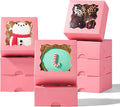 3.2x3.2x1.5 Inches 100PCS Chocolate Truffle Boxes Mini Bakery Boxes with Window for Cookies,Soap,Donut, Macaron,Brownie(Pink)