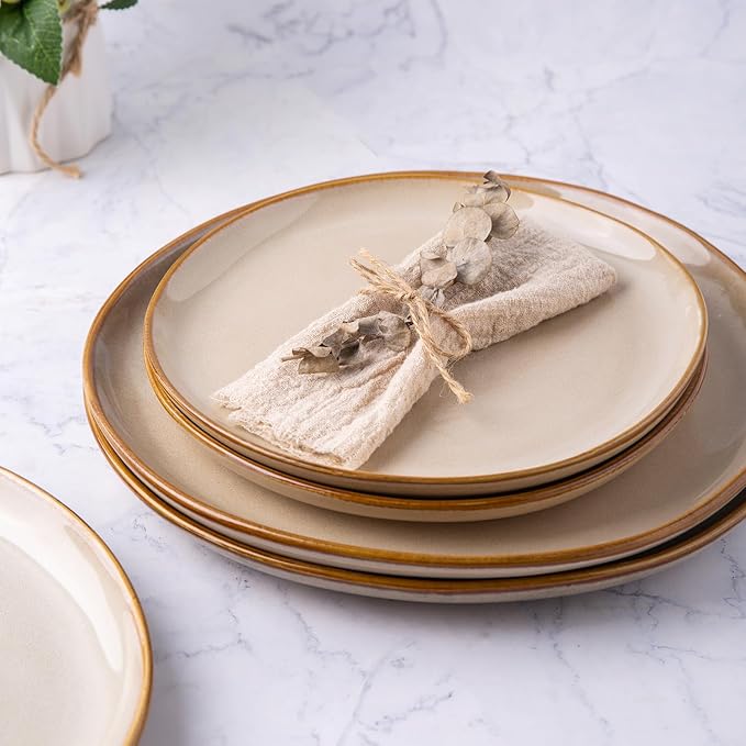 AmorArc Ceramic Plates Set of 6, 8.5 Inch Handmade Reactive Glaze Stoneware Plates set for Dessert, Salad, Appetizer, Small Dinner Plates, Microwave&Dishwasher Safe, Scratch Resistant