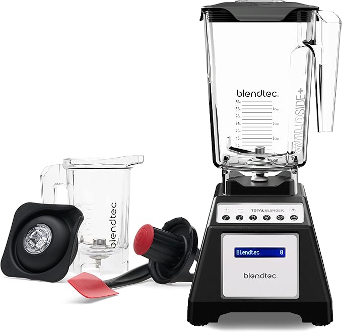 Blendtec Total Classic Original Blender, 90 oz WildSide+ Jar, 24 oz Twister Jar, and Spectacula Spatula - Black
