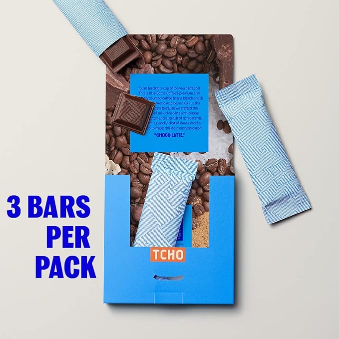 TCHO Choco Latte 47% Oat Milk Chocolate Bars (3 pack) | Plant Based, Organic & Fair Trade, | Non GMO, Non-Dairy, Vegan, Soy Free (2.5oz each)