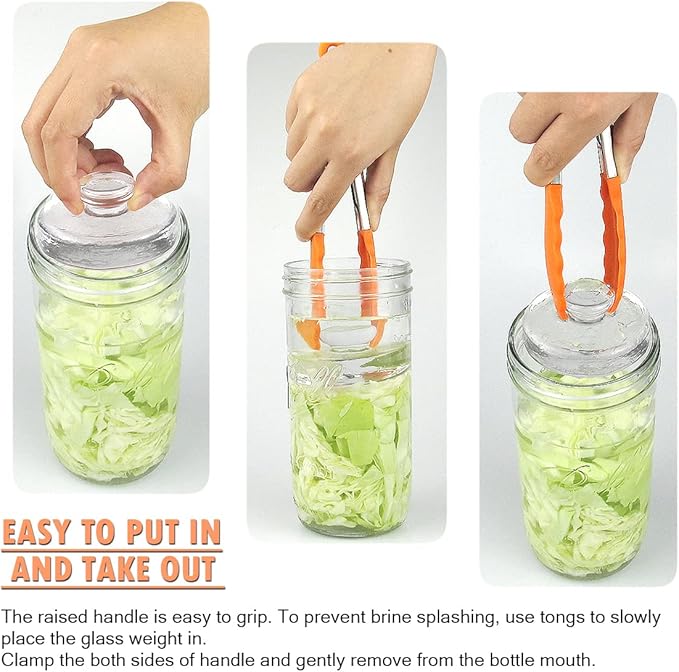 Artcome 10-Pack Glass Fermentation Weights with Easy Grip Handle and Unique Texture Design for Large Wide Mouth Mason Jars